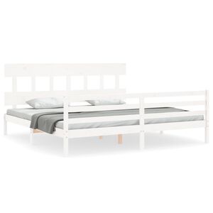 vidaXL Massivholzbett mit Kopfteil Wei&szlig; 200x200 cm