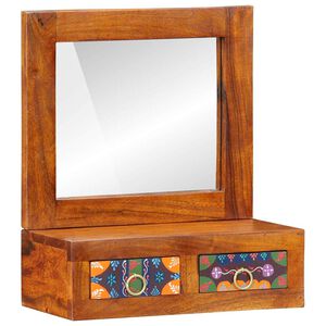 vidaXL Wandschrank mit Spiegel Braun 40 x 20 x 50 cm Massivholz Akazie