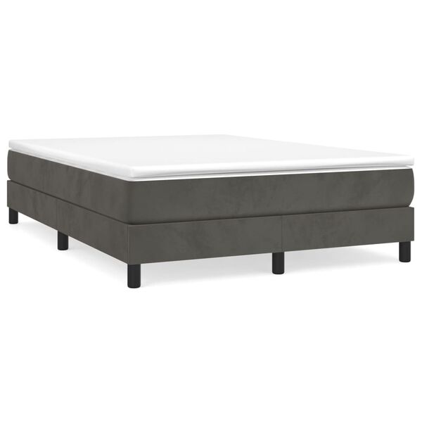 vidaXL Boxspringbett mit Matratze Dunkelgrau 140x190 cm Samt