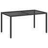 vidaXL Gartentisch 150x90x75 cm Gehärtetes Glas Poly Rattan Schwarz