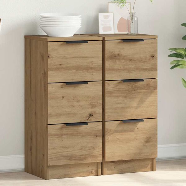 vidaXL Sideboards 2 Stk. Artisan-Eiche 30x30x70 cm Holzwerkstoff