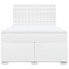vidaXL Boxspringbett mit Matratze Wei&szlig; 160x200 cm Kunstleder