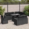 vidaXL 9-tlg. Garten-Sofagarnitur mit Kissen Schwarz Poly Rattan