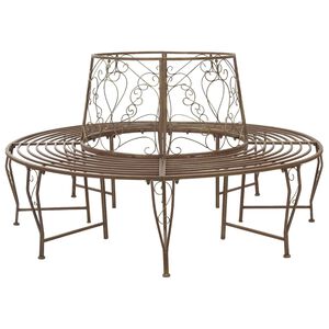 vidaXL Baumbank 8 -Sitzer &Oslash; 160 x 89 cm steel Antikbraun Rund
