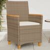 vidaXL Gartenstühle mit Kissen 2 Stk. Beige Poly Rattan Massivholz