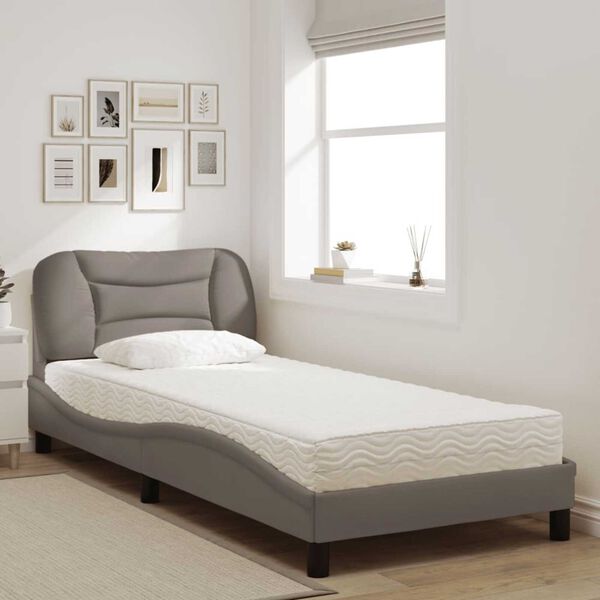 vidaXL Bett mit Matratze "Hvar" Taupe 80x200 cm Stoff