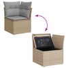 vidaXL Garten-Sofa-Set mit Kissen mit Speicher 7 pcs Beige Poly-Rattan