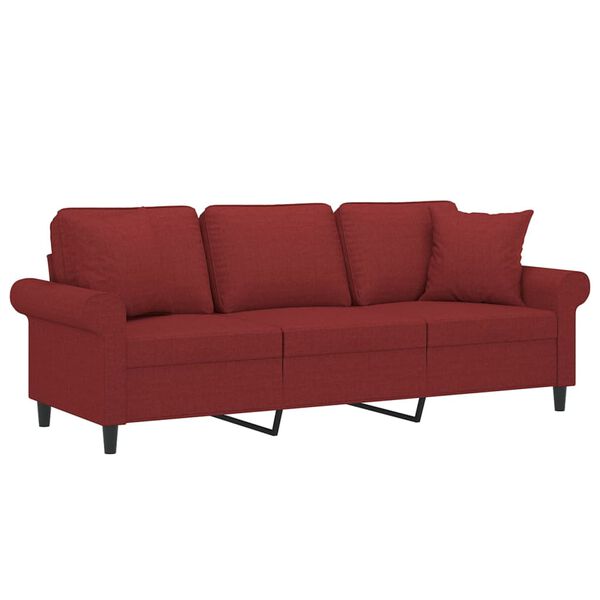 vidaXL 3-Sitzer-Sofa mit Kissen Weinrot 180 cm Stoff