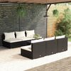 vidaXL 7-tlg. Garten-Lounge-Set mit Auflagen Poly Rattan Schwarz