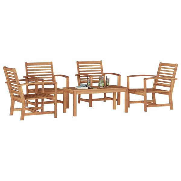 vidaXL Gartensofa-set 5 pcs Natur Massivholz Teak