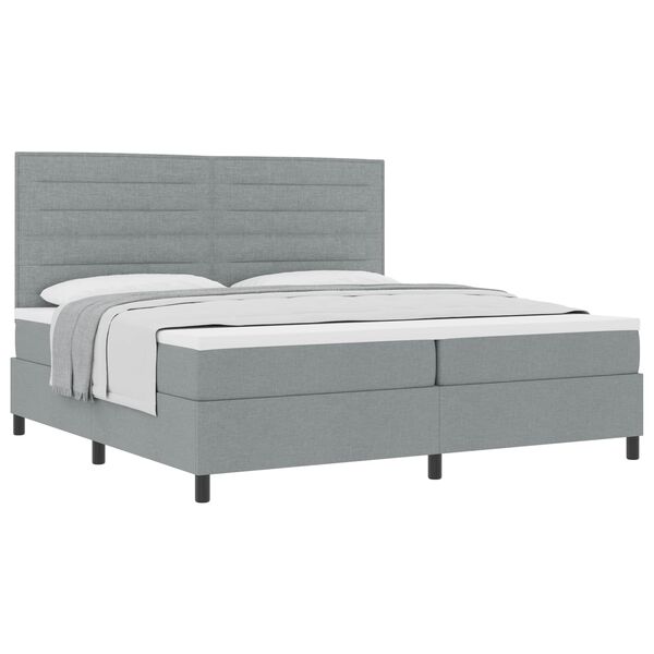 vidaXL Boxspringbett mit Matratze Hellgrau 200 x 200 cm Stoff