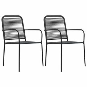 vidaXL Gartenst&uuml;hle 2 Stk. Baumwollseil und Stahl Schwarz