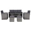 vidaXL 6-tlg. Garten-Lounge-Set mit Auflagen Poly Rattan Grau