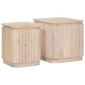 vidaXL Handgefertigtes Beistelltisch-Set 2 stk. Wei&szlig; 45 x 45 x 45 cm