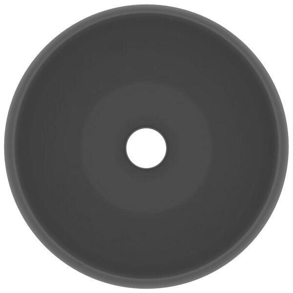 vidaXL Luxuri&ouml;ses Waschbecken Rund Matt Dunkelgrau 40x15 cm Keramik