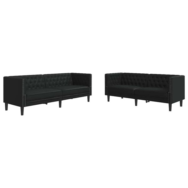 vidaXL Wohnzimmer Couch 2 pcs Schwarz 194 x 74,5 x 70,5 cm Kunstleder