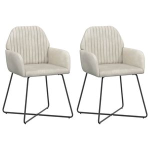 vidaXL Esszimmerst&uuml;hle 2 pcs Samt Creme 55 x 50 x 84 cm