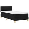 vidaXL LED Boxspringbett mit Kopfteil Schwarz 90 x 200 cm Stoff