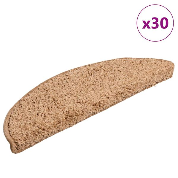 vidaXL Stufenmatten 30 Stk. 56x17x3 cm Beige Halbrund
