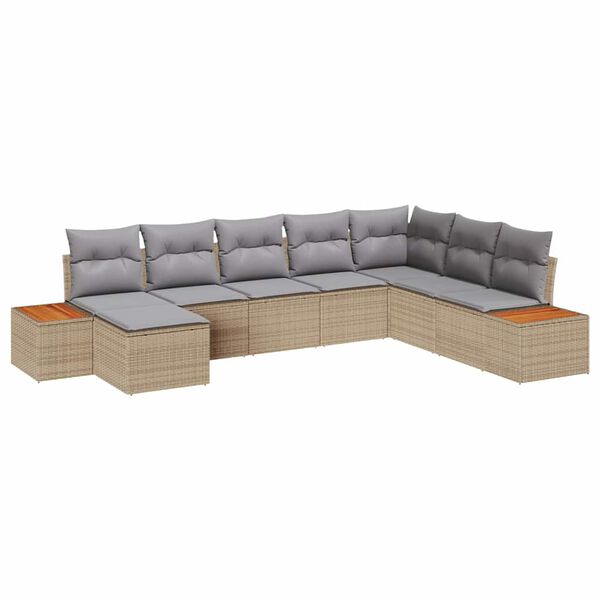 vidaXL Gartensofa-set mit Kissen 8 pcs Beige Poly Rattan