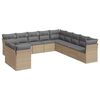 vidaXL 11-tlg. Garten-Sofagarnitur mit Kissen Beige Poly Rattan