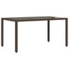 vidaXL Gartentisch mit Glasplatte Braun 150x90x75 cm Poly Rattan