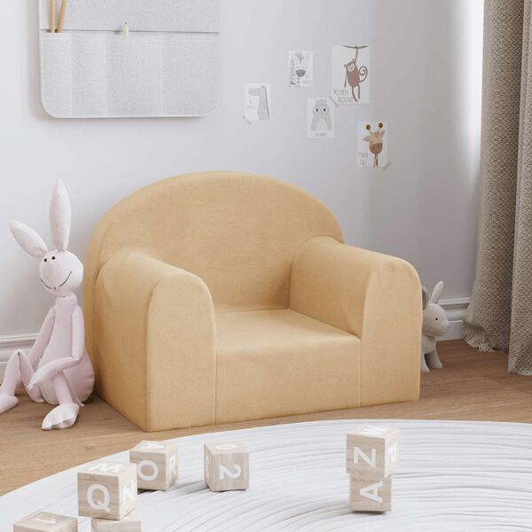 vidaXL Kindersofa Creme Weicher Plüsch