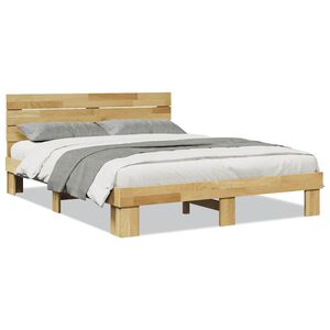 vidaXL Massivholzbett mit Kopfteil ohne Matratze 160x200 cm Eichenholz