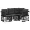 vidaXL Outdoor-Sofagarnitur mit Kissen 4 pcs Schwarz Polyester
