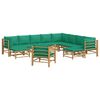 vidaXL 12-tlg. Garten-Lounge-Set mit Grünen Kissen Bambus