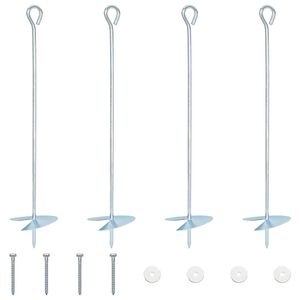 vidaXL Erdanker 4 pcs Silber &Oslash;10 x 50 cm Galvanisiertes Metall