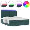 vidaXL Ottoman-Bett mit Matratzen & LEDs Dunkelgrün 180x200 cm Samt