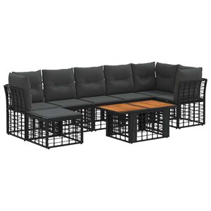 vidaXL Gartensofa-set 8 stk. Schwarz und Dunkelgrau Poly-Rattan