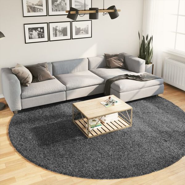 vidaXL Teppich OVIEDO Kurzflor Anthrazit &Oslash; 280 cm