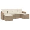 vidaXL 6-tlg. Garten-Sofagarnitur mit Kissen Beige Poly Rattan