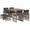 vidaXL 9-tlg. Garten-Essgruppe mit Kissen Grau Poly Rattan