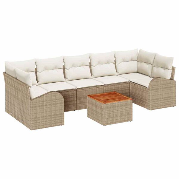 vidaXL Garten-Sofa-Set 8 pcs Beige und Wei&szlig;