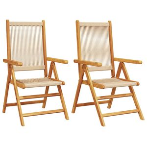 vidaXL Klappst&uuml;hle, 2 St&uuml;ck, beige, Massivholz Akazie und Polypropylen