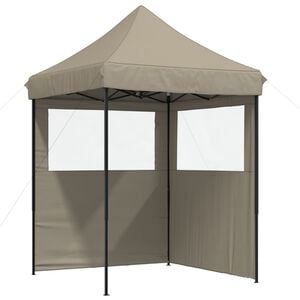 vidaXL Partyzelt Faltbar Pop-Up mit 2 Seitenteilen Taupe