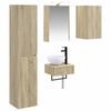 vidaXL Badezimmerm&ouml;bel-Set 5 pcs Sonoma-Eiche Ingenieurholz und Glas