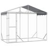 vidaXL Outdoor-Hundezwinger mit Dach Silber 3x1,5x2,5m Stahl Verzinkt