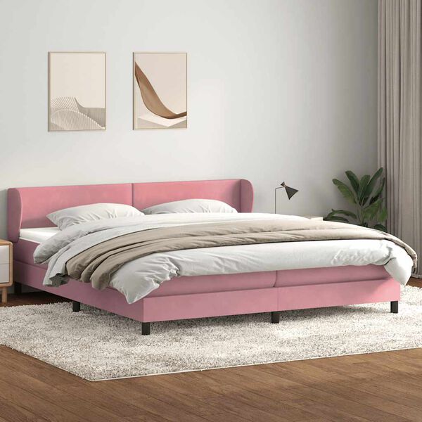 vidaXL Boxspringbett mit Matratzen Rosa 180x210 cm Samt