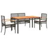 vidaXL 5-tlg. Garten-Essgruppe mit Kissen Schwarz Poly Rattan