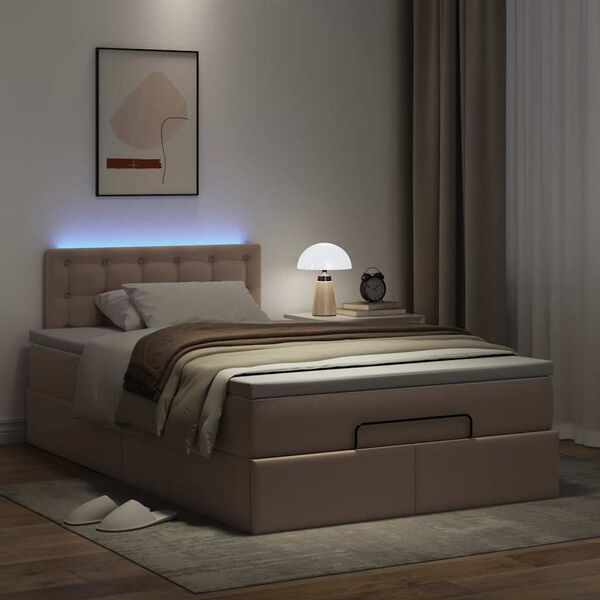 vidaXL Ottoman-Bett mit Matratzen & LEDs 120x200cm Kunstleder
