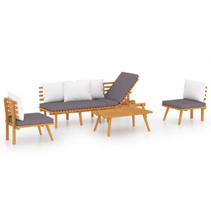 vidaXL 4-tlg. Garten-Lounge-Set mit Kissen Massivholz Akazie