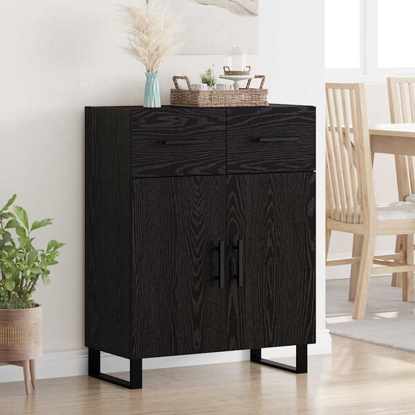 vidaXL Sideboard Schwarz Eichen-Optik 69,5 x 34 x 90 cm Holzwerkstoff