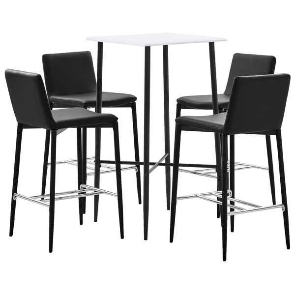 vidaXL 5-tlg. Bar-Set Kunstleder Schwarz