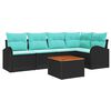 vidaXL Gartensofa-set 6 stk. Schwarz und T&uuml;rkis Poly-Rattan