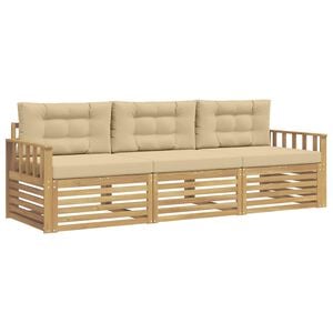 vidaXL Outdoor-Sofagarnitur 3 stk. Wei&szlig; und Beige Polyester