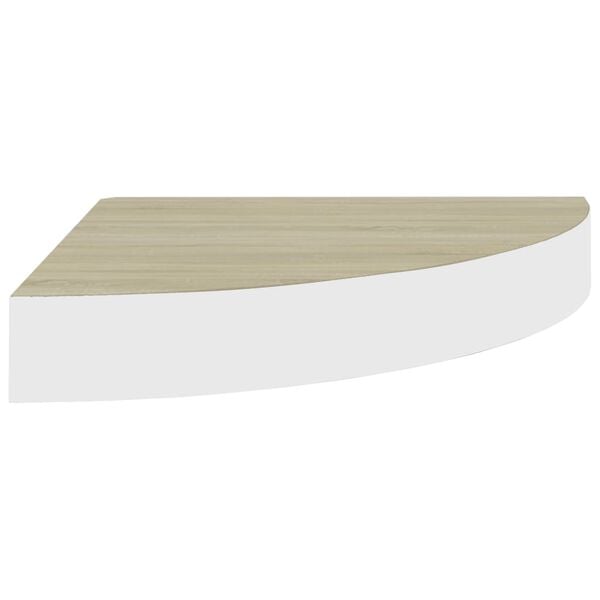 vidaXL Eck-Schweberegale 4 Stk. Eichen-Optik und Weiß 25x25x3,8 cm MDF